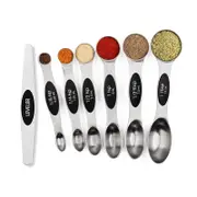 Catzon 7 Pcs Magnetic Measuring Spoons Stainless Steel for Cooking-Black