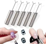 Cat's Eye Heart Magnet Tool 5 Piece Set, Heart Magnet for Cat Eye Gel Polish, Heart Shape Round-Headed Magnets with Y-Shaped Metal Pieces, Powerful Suction, for DIY Salon Manicure (5PCS)