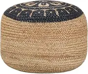 Handmade Blue Jute Pouffe with EPS Filling, Braided Design, 45x30 cm Footstool for Home Decor