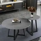 Nest of 2 Morden Marble Coffee Table Round Sofa Side End Table for Living Room