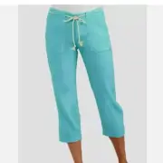Fresh Produce Bluefin Del Mar Linen Capris Pants Size XL Cropped