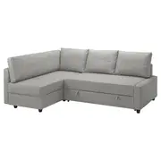 FRIHETEN / KLAGSHAMN corner sofa-bed with storage, Faringe light grey
