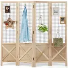 4 Panel Gridwall Folding Privacy Screen Room Divider Display Stand Home Office