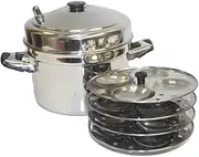 Tabakh IC-204 4-Rack Stainless Steel Idli Cooker with Strong Handles, Makes 16 Idlis