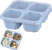 Toddler Snack Containers | 4 Divided Compartments Toddler Lunch Box for Daycare,Sturdy Reusable Leakproof Stackable Wheat Straw Fabric Lunch Box for Candies, Fruits, Nuts, Snacks, Cookies
