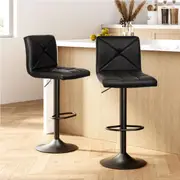 2X Artiss Kitchen Bar Stools Gas Lift Bar Stool Chairs Swivel Barstools Black Metal Plato / Black