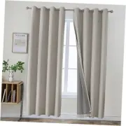 Blackout Curtains 63 Inches Long, 42"W x 63"L (Pack of 2) Greyish White