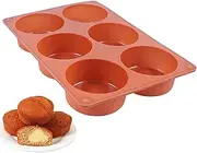 Melearch Muffin Pan, 6 Cup Silicone Cake Moulds for Baking, Silicone Muffin Cases, Non Stick Muffin Tin, Cookies Jelly Mould - BPA Free and Dishwasher Safe
