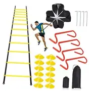 Speed & Agility Ladder Training Equipment Set, Includes 12 Rung 20ft yellow
