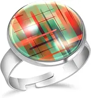 [FVQL] Ring for Women Girls, abstract pattern, 1.7cm/0.67inch, Glass, glass