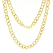 10K Yellow Gold 7.5mm Mens Curb Cuban Italian Link Chain Pendant Necklace 20"