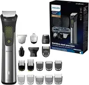 Philips Series 9000 Electric All-in-One Trimmer 18-in-1 Grooming Kit for Face, Hair & Body Shaver, Premium Stainless Steel Handle, Self-Sharpening Blades, Wet & Dry Use MG9515/15