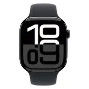 Apple Watch Series 10 GPS + Cellular 42mm Jet Black Aluminium Case with Black Sport Band - S/M
