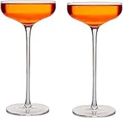 1/2PCS Japan Bar Ultrahigh Rod Martini Glass Crystal Wide Mouth Wine Cocktail Goblet Banquet Wedding Cup (230ml 2PCS,as shown)