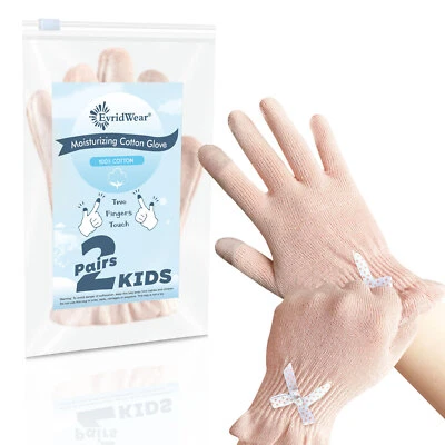 EvridWear Moisturizing Gloves for Kids, 2 Pairs Cotton Touchscreen Glove