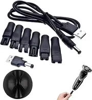 5 V Power Cable Shaver Charger Replacement, Power Supply Charger 7 Pieces, USB Adapter Set, For All Types of Shavers, Electric Care Devices, Hair Trimmers, Air Purifiers and Other Charging Cables