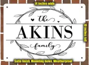 Akins Family Decorative Metal Door or Wall Plaque (Style 1)