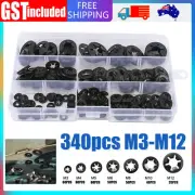 340PCS Starlock Washers Push On Lock Star Nut Fastener Clip M3 M4 M5 M6 M8 M10