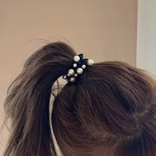 【NiNi Me】髮束 韓系髮飾 優雅大小珍珠髮束 甜美馬尾髮圈 單個價 髮束 H9640