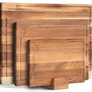 Cutting Board Set (15.75 x 12/13 x 9.5/10 x 7 in) out of Solid Acacia Wood - ...