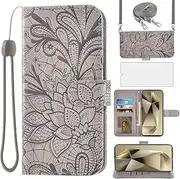 [Asuwish] Mobile Phone Case for Samsung Galaxy S24 Ultra 5G Case with Glass Film Screen Protector and Card Slot Foldable Leather Wallet Stand S24Ultra 24S S 24 24Ultra Mobile Phone Cases Protective
