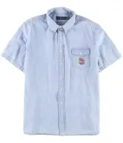 Ralph Lauren Mens Chambray Button Up Shirt, Blue, X-Small
