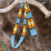 Beaded lanyard, Id Holder, Key Chain, Handcrafted, Southwest Pattern, 17” (W20)