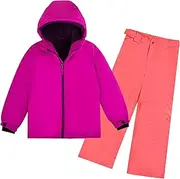 [ODYSSEY-REFUGE] Luna Girls' Snowsuit with Hood, Waterproof Ski Suit, Windproof Winter Suit, pink, 128-134