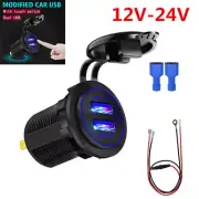 Touch Switch Motorcycle Car Cigarette Lighter Socket Dual QC3.0 USB Car Charger (for: Fiat)