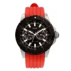 New Authentic GUESS red silicon Strap Black Dial Multi function watch U12531G5