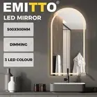 Emitto LED Wall Mirror Arch Anti-fog Bathroom Mirrors Makeup Light 50x90cm