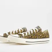 New Converse CTAS OX Leopard Heart Print Sneakers in Club Gold Size 10.5 14