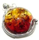 Incredible Beauty Natural Baltic Amber .925 Sterling Silver handmade Pendant