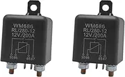 Binxind 2X Battery Isolator Relay 12V 4-Pin WM686 Start Relay Car ON/Off Switch Normally Open Relay RL/280 200A