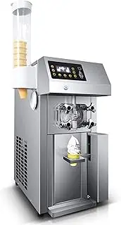 1250W Commercial Soft Ice Cream Machine, 12L/H Stainless Steel Soft Serve Ice Cream Maker Automatic Compressor with LCD Panel for Restaurants Snack Bar