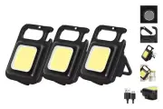 3 Pack KeyChain Magnetic Mini Flashlight 4 Modes Rechargeable Waterproof