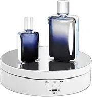 Rotating Display Stand 2KG loadable 3 speeds 2 Directions Powered by Batteries/DC Input Jewelry Turntable Black/White #138 (White-Mirror top)