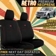 Isuzu D-MAX RT Dual Cab Retro Premium Neoprene 2x Front Seat Covers (In Stock)