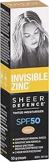 Invisible Zinc Sheer Defense Tinted Moisturizer SPF50, Light, 50g