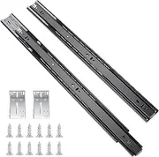 20 inch Full Extension Ball Bearing Soft Close Slides 80 LB Capacity Kitchen Cabinet Drawer Slides Black Finish, Rear Mount Bracket and Screws are Included (20 inch 2 Pair)