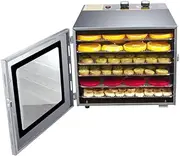 Food Dehydrator Machine, 6 Trays Stainless Steel Food Dryer Machine, 360° Efficient Drying, 12H Adjustable Timer, Food Dryer for Jerky Meat Fruit Vegetable Pet Treats