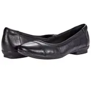 Clarks Womens Sara Bay Ballet Flats in Black Leather Size 6.5 Medium NIB