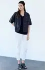 Eileen Fisher Organic Cotton Tie Front Boxy Jacket NWT Brown Black M
