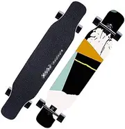 Sports Longboard Skateboard, 46" 8-Layer A-Level Maple Double-tilt to Write Patterns Silently Professional Dance Board Suitable for Beginner Girls
