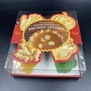 Williams Sonoma Thanksgiving Autumn Pie Crust Cutters Set of 4 NEW in Box