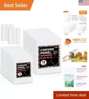 Premium 100% Cotton Canvas Panels - 36-Pack - Ideal for Acrylic & Oil Painting