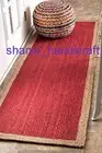 Handmade Braided Red & Beige Colour Rag Runner Outdoor Indoor Rag Rug Runner Mat