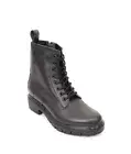 Kapogiro 311 Black Leather Zip-Up Lace-Up Ankle Boots 36 / US 6
