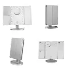 US USB LED Tri-Fold 2X 3X 10X Magnifying Makeup Mirror Touch Screen Standing
