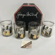 Georges Briard Cat Set Of 4 Double Old Fashioned Glasses 14 oz NEW w/ Box